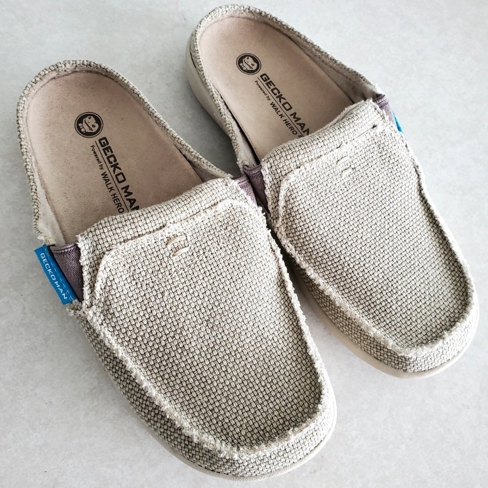 Gecko Man Mules Womens 5 Slip On Canvas Shoes Orthopedic Arch Support Loafers